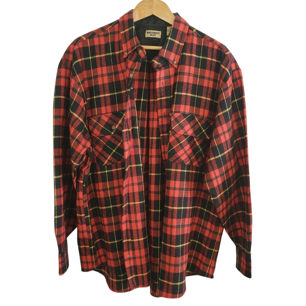 Vintage Northwest Blue Red and Black Plaid Flannel. XL.  0118